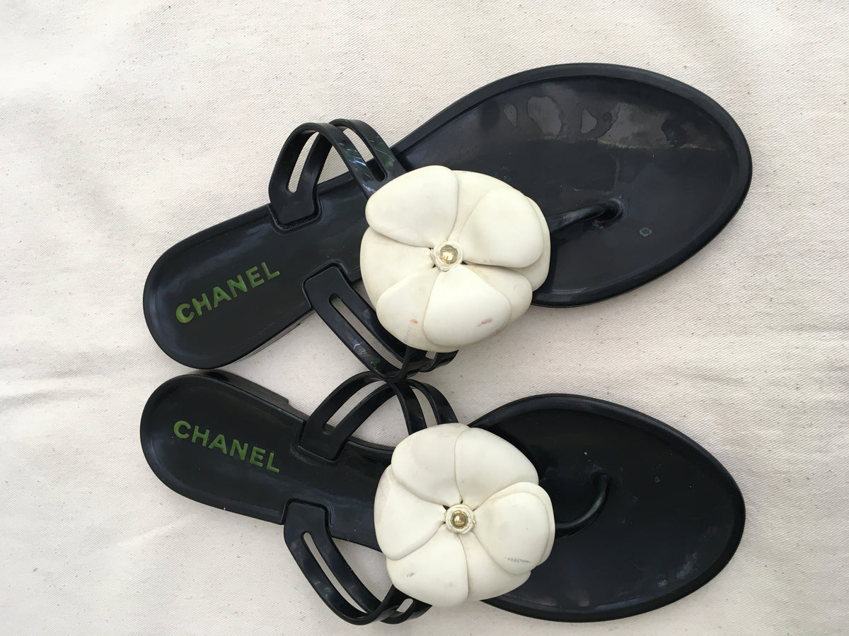 CHANEL Summer Camellia Slide Sandals Thong SIZE 37 UK 4 US 7 ladies