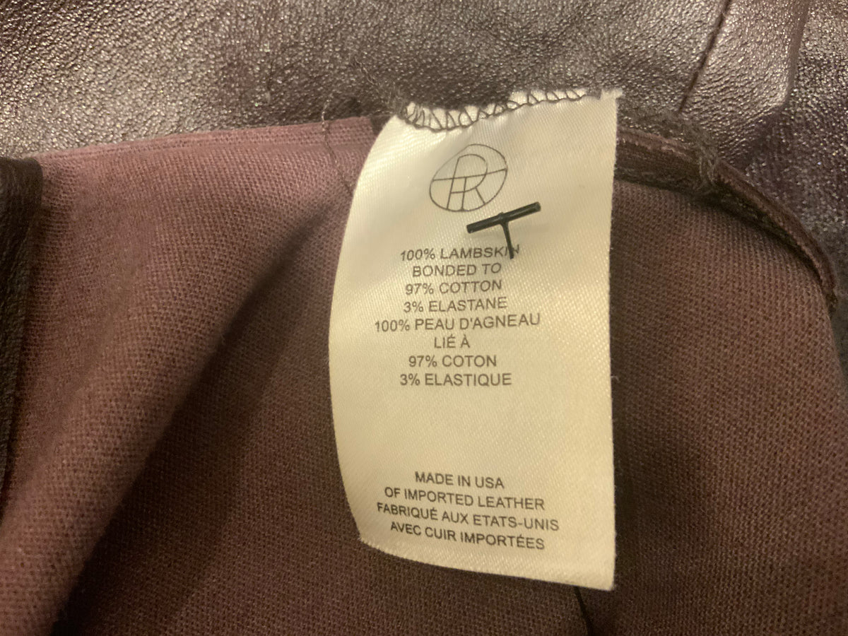 The ROW Skinny Moto Brown Leather Legging Pants Trousers Size M MEDIUM ladies