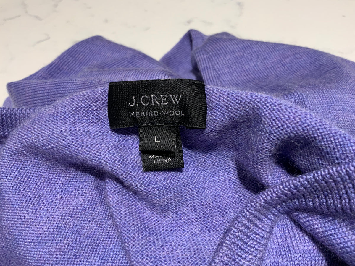 J.Crew Purple V neck Jumper Pullover Merino Wool Sweater Size L large men