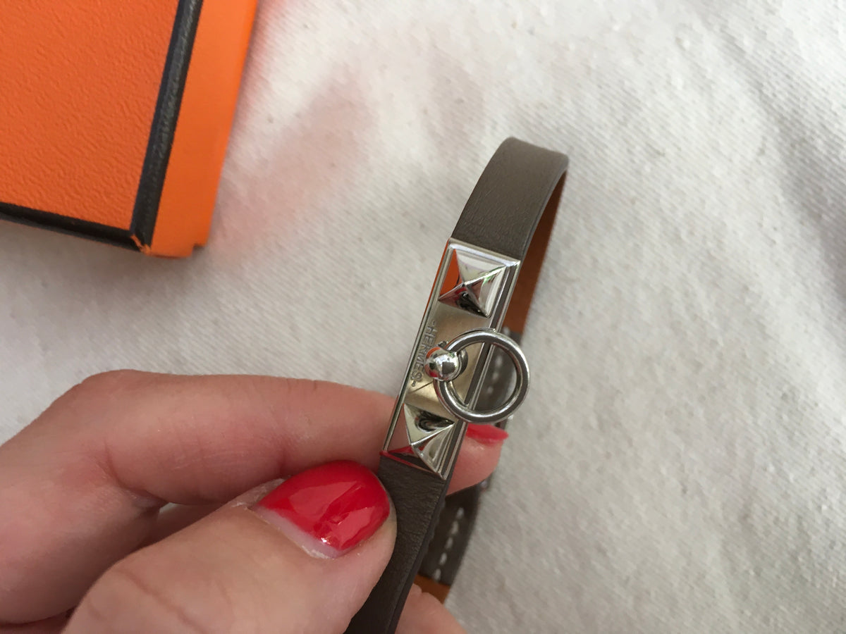 HERMES Swift Micro Rivale Bracelet Small Etoupe Palladium Size S Small ladies