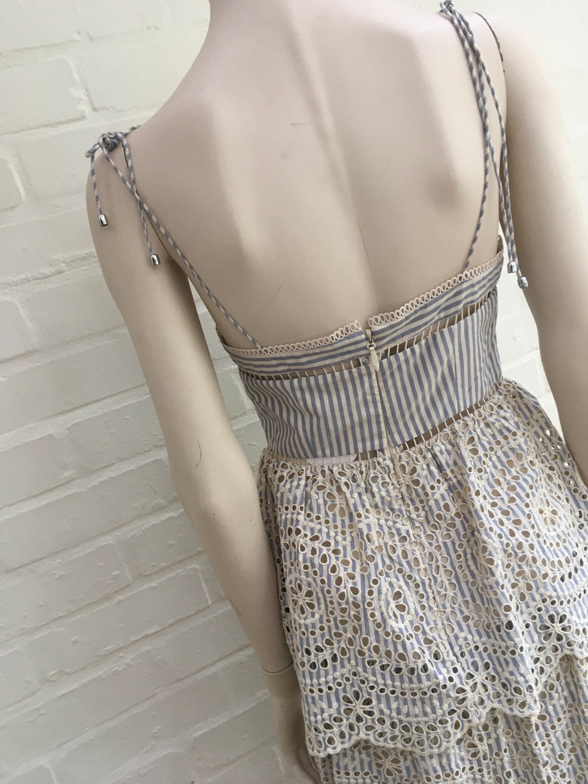 ZIMMERMANN Meridian Stripe Broderie Anglais Sun Dress Size 0 ladies