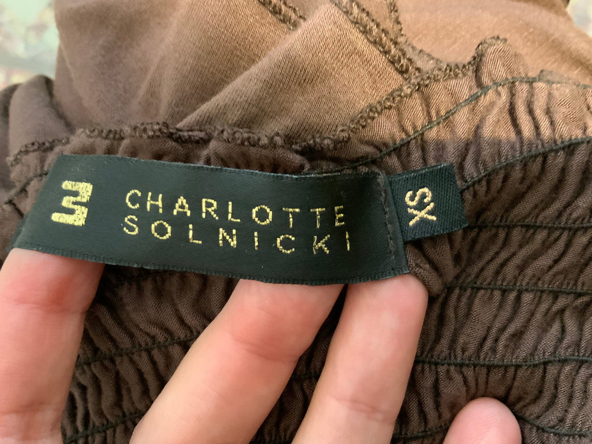 Charlotte Solnicki Brown Strapless Summer Dress Size XS ladies