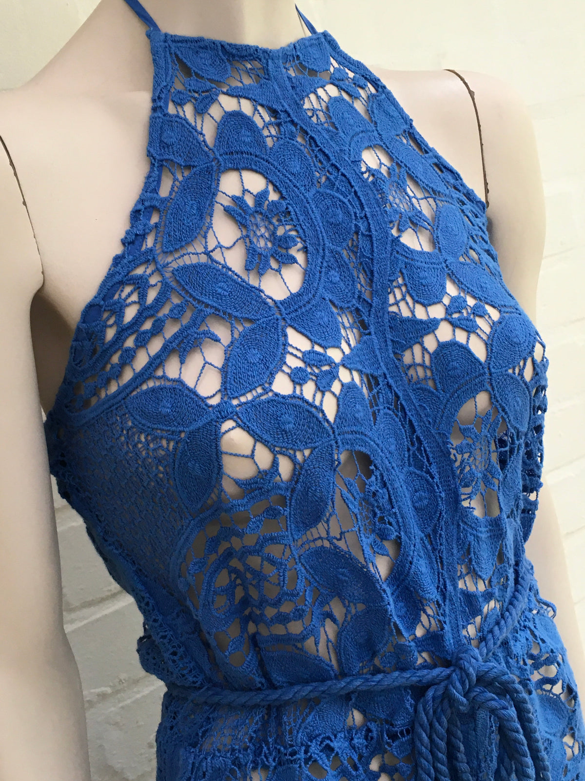 MIGUELINA Harriet crocheted blue cotton playsuit romper Size S small ladies