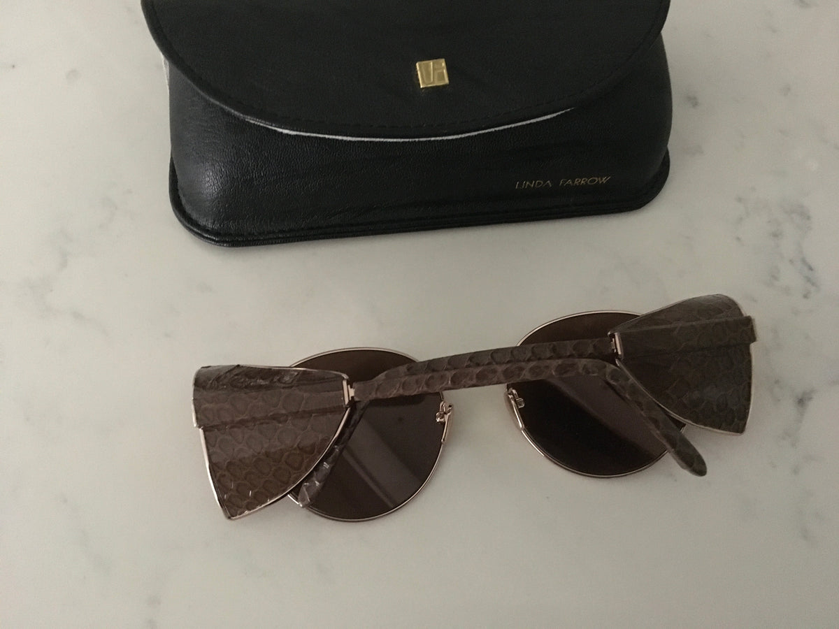 LINDA FARROW LFL300 REAL ROSE GOLD PLATED PYTHON SNAKESKIN SUNGLASSES LIMITED ladies