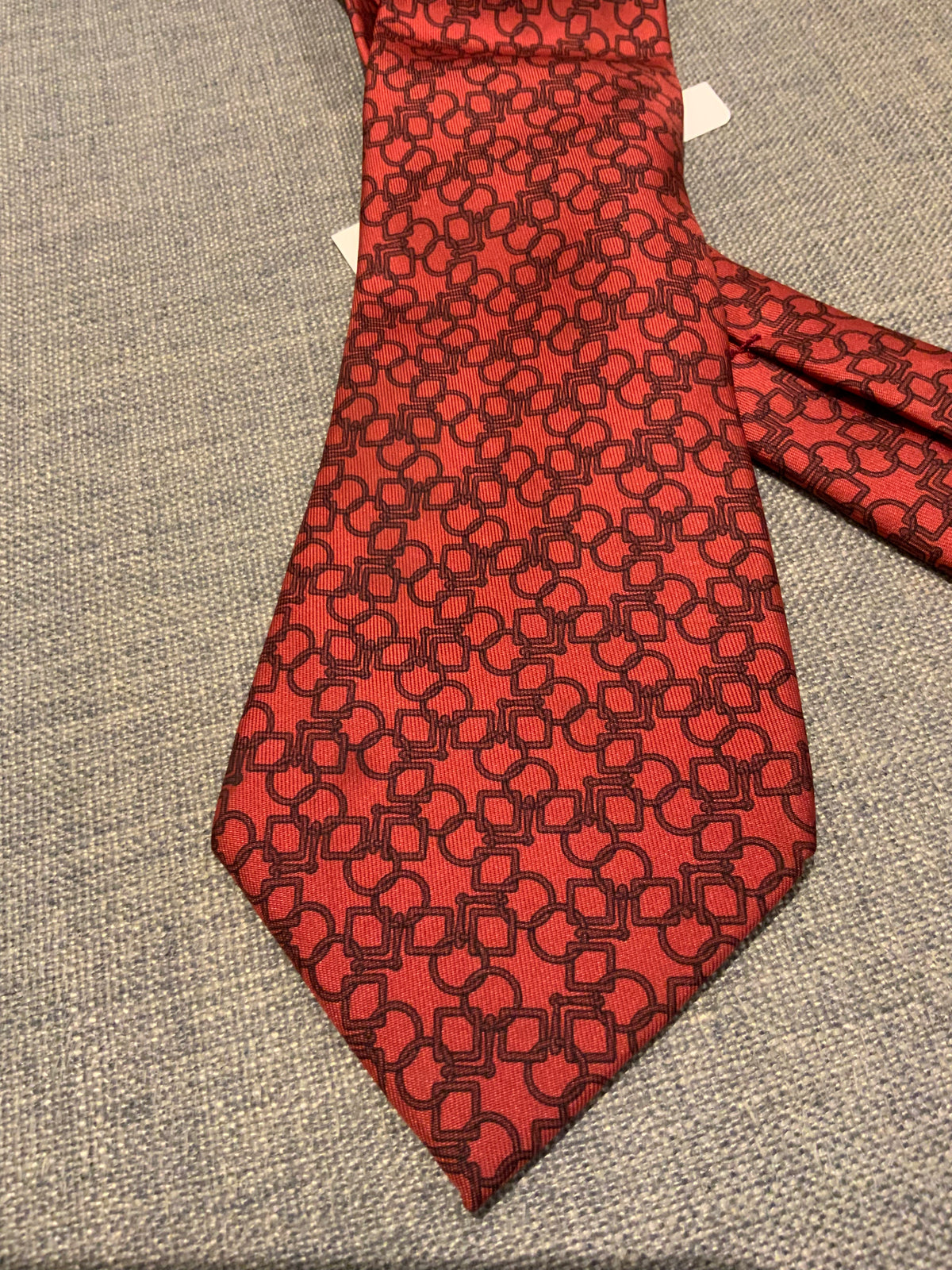 Hermès HERMES Paris Tie Red Equestrian Silk Tie 7809 FA Made in France men