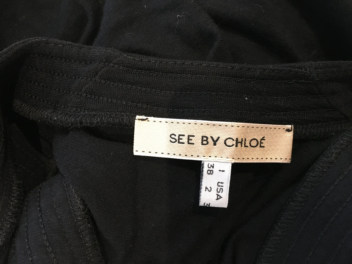 See by CHLOÉ Wool Blend LBD Little Black Dress Size I 38 UK 6 US 2 ladies