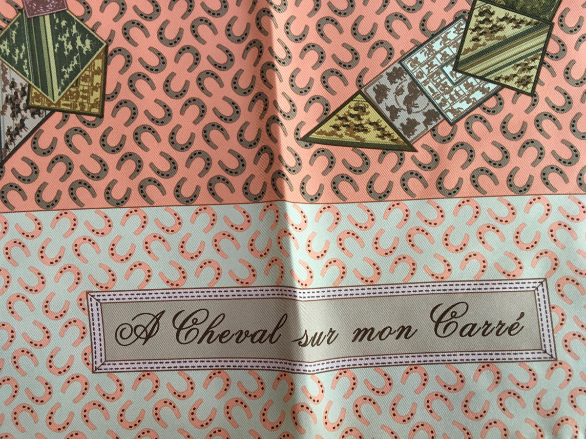 Hermès HERMES SCARF Silk "A Cheval Sur Mon Carre" Scarf 90 ladies