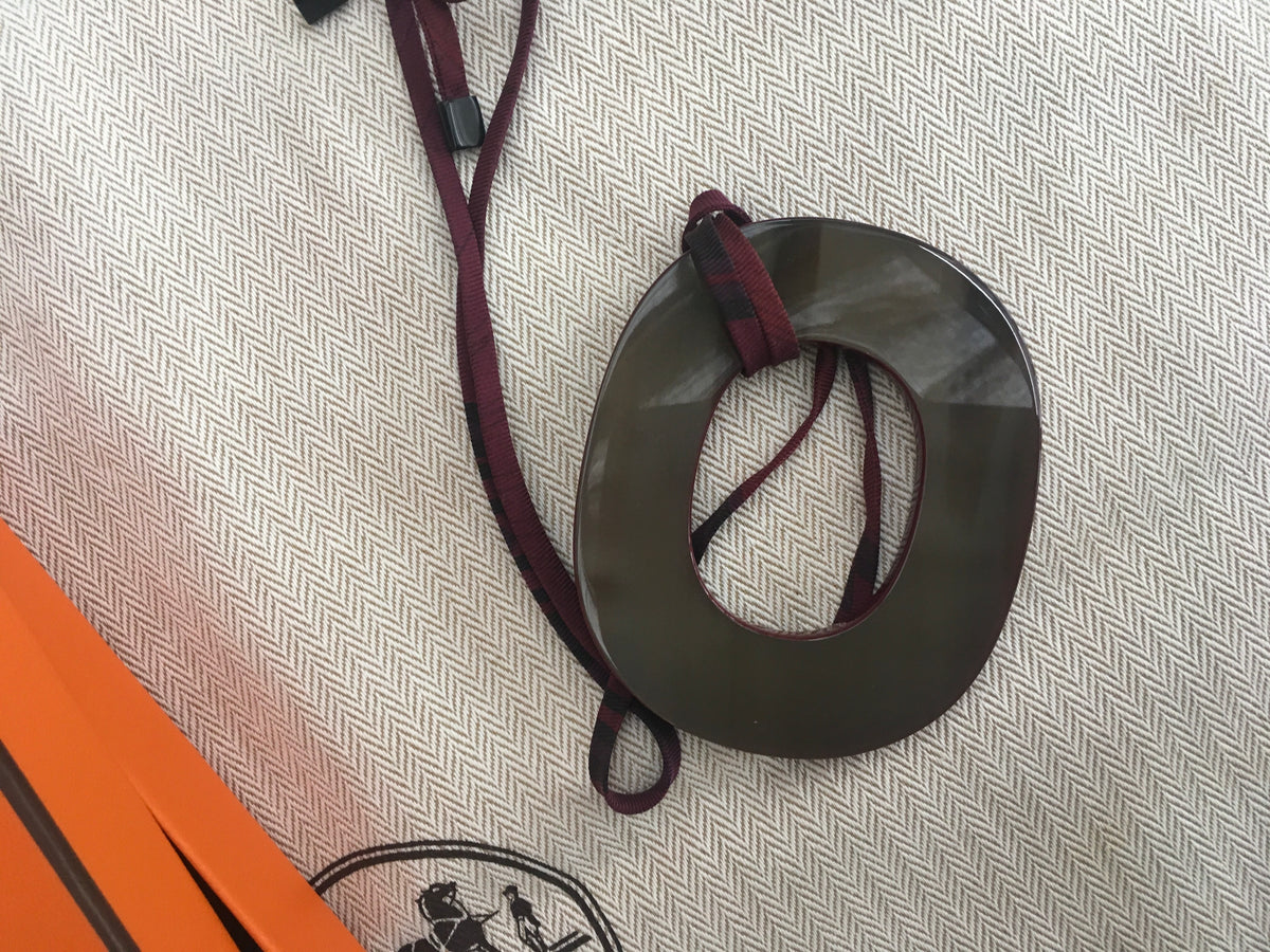 Hermès Hermes Isthme Pendant Necklace Lacquered Buffalo Horn & Silk Ladies