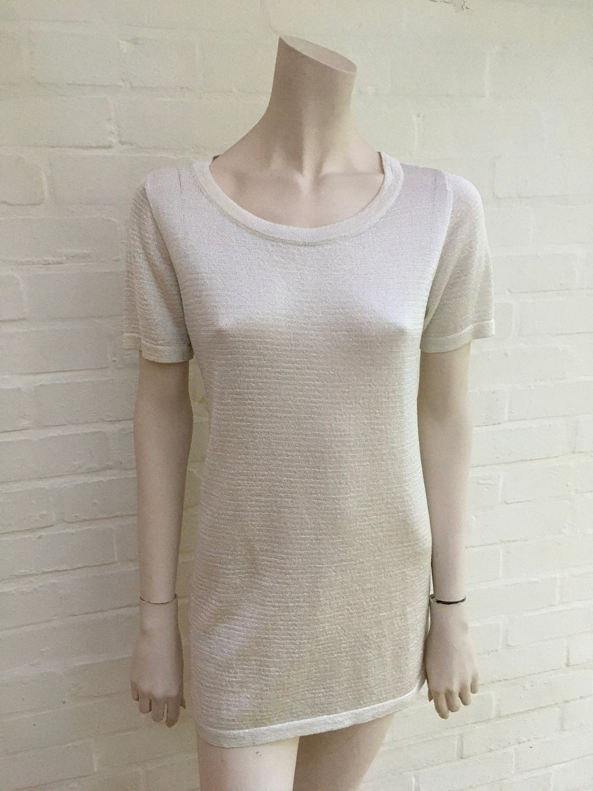 MISSONI White Lurex Thin Knit Top I 44 UK 12 US 8 L Large ladies
