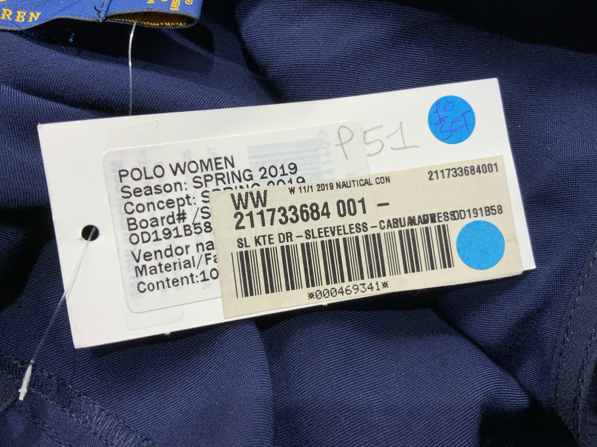 RALPH LAUREN Polo STRAPLESS NAVY SLIP SATIN DRESS US 4 UK 8 S small ladies