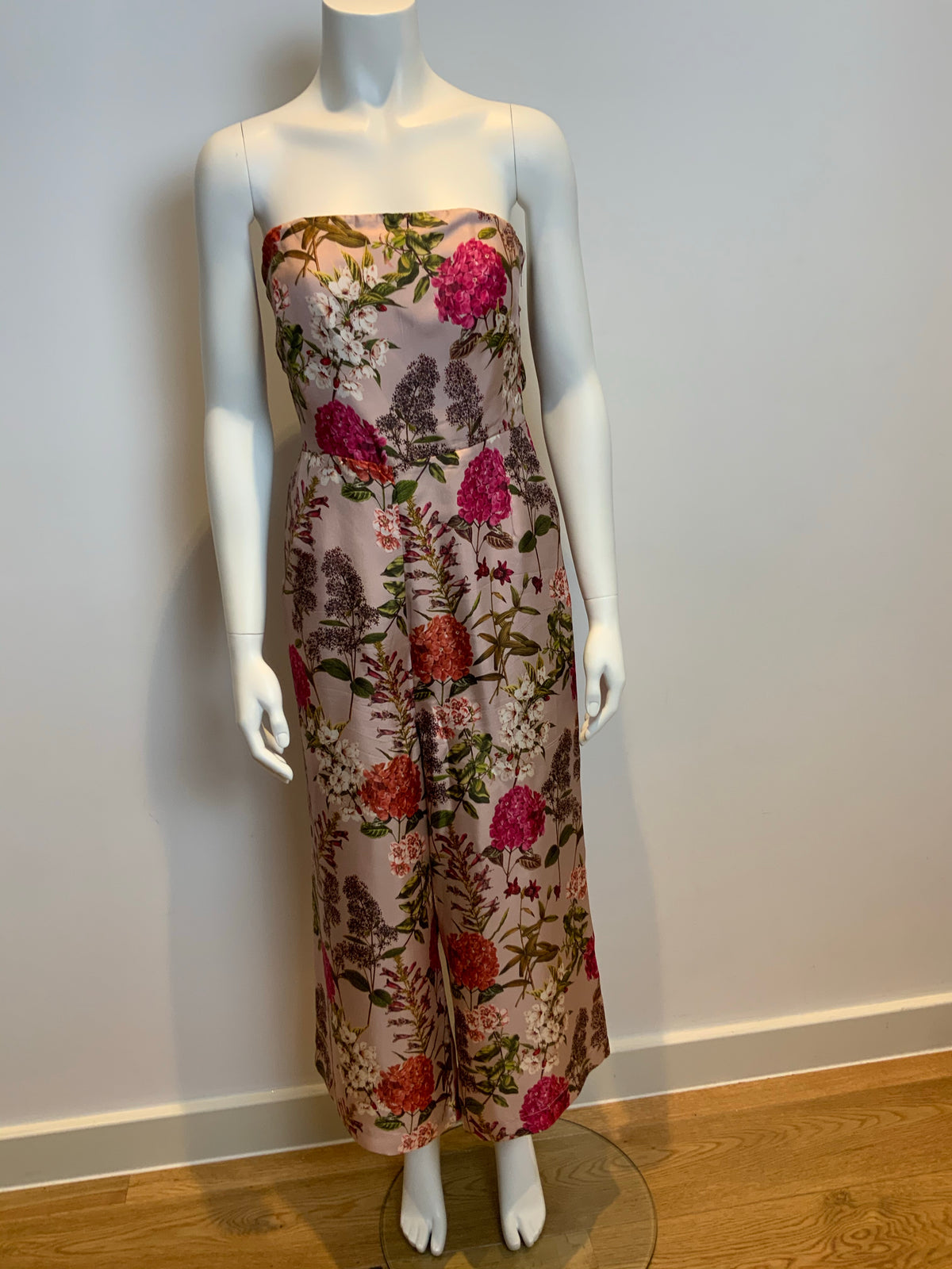 Whistles Hydrangea FLORAL Tie Back Strapless Jumpsuit Size US 10 UK 14 EU 42 ladies