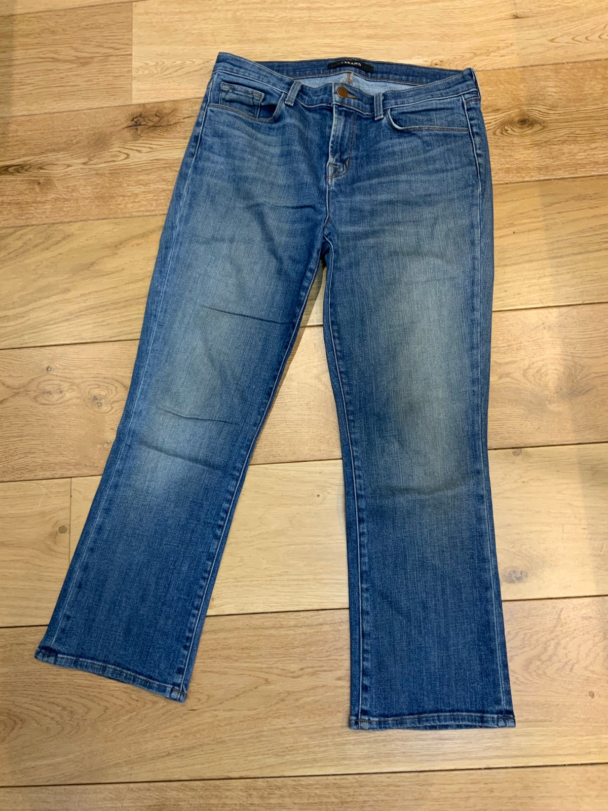 J BRAND Reserved Indigo Mid Rise Stretch Cropped Rail Jeans SIZE 30 ladies