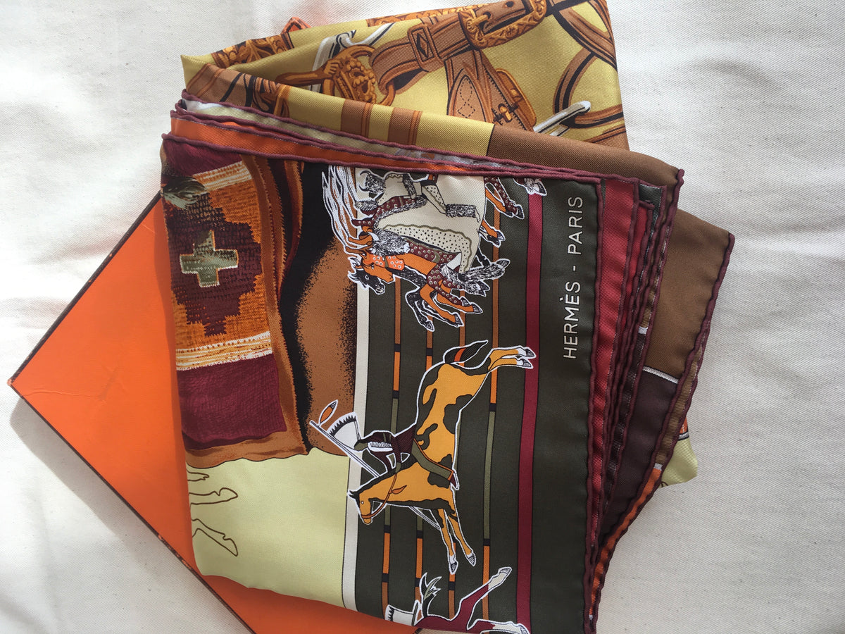 Hermès HERMES SCARF Carre en Carres 90cm Silk Twill Scarf ICONIC ladies