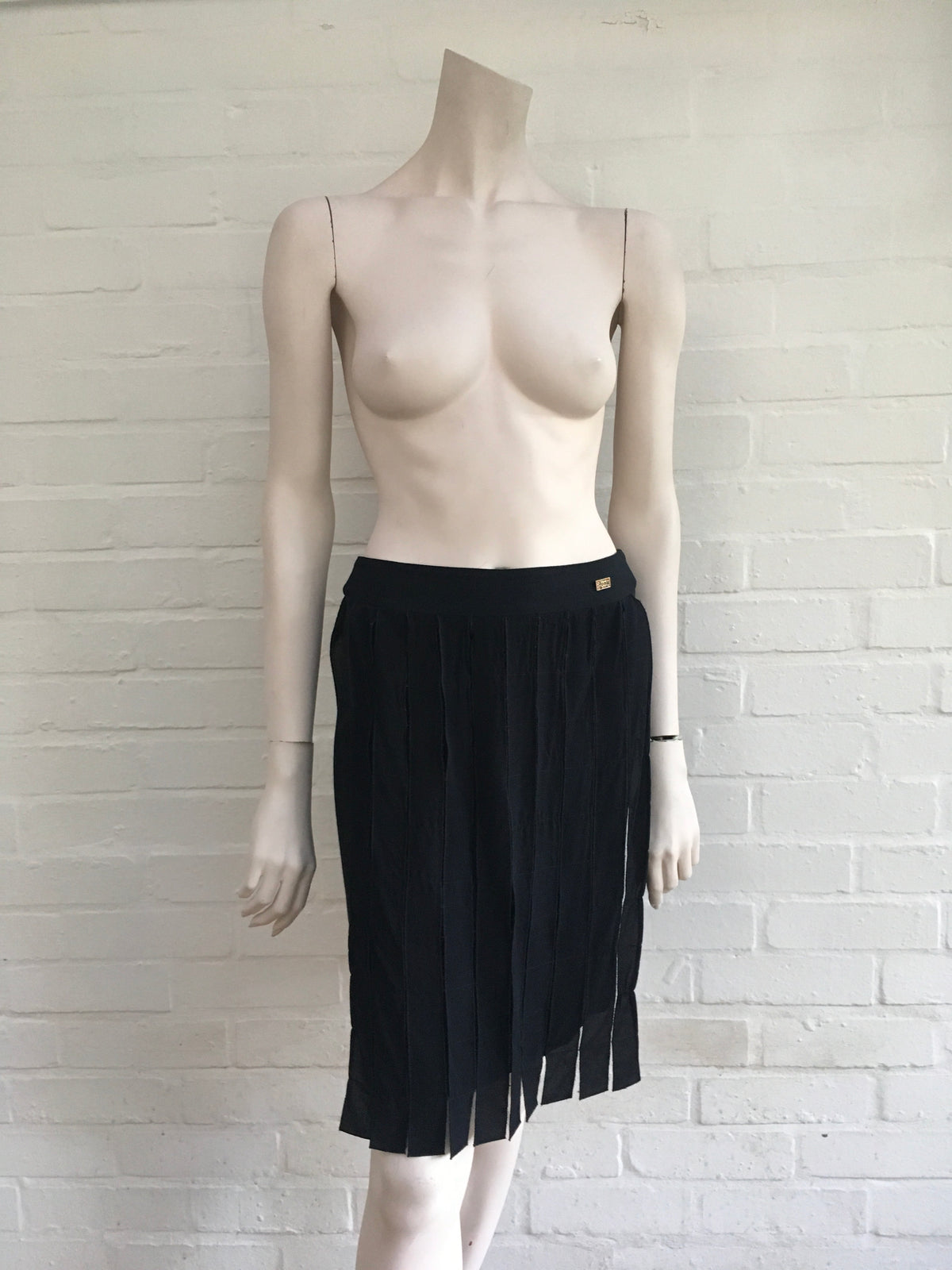 CHANEL Paris-Byzance Black Knee-Length Skirt Ladies