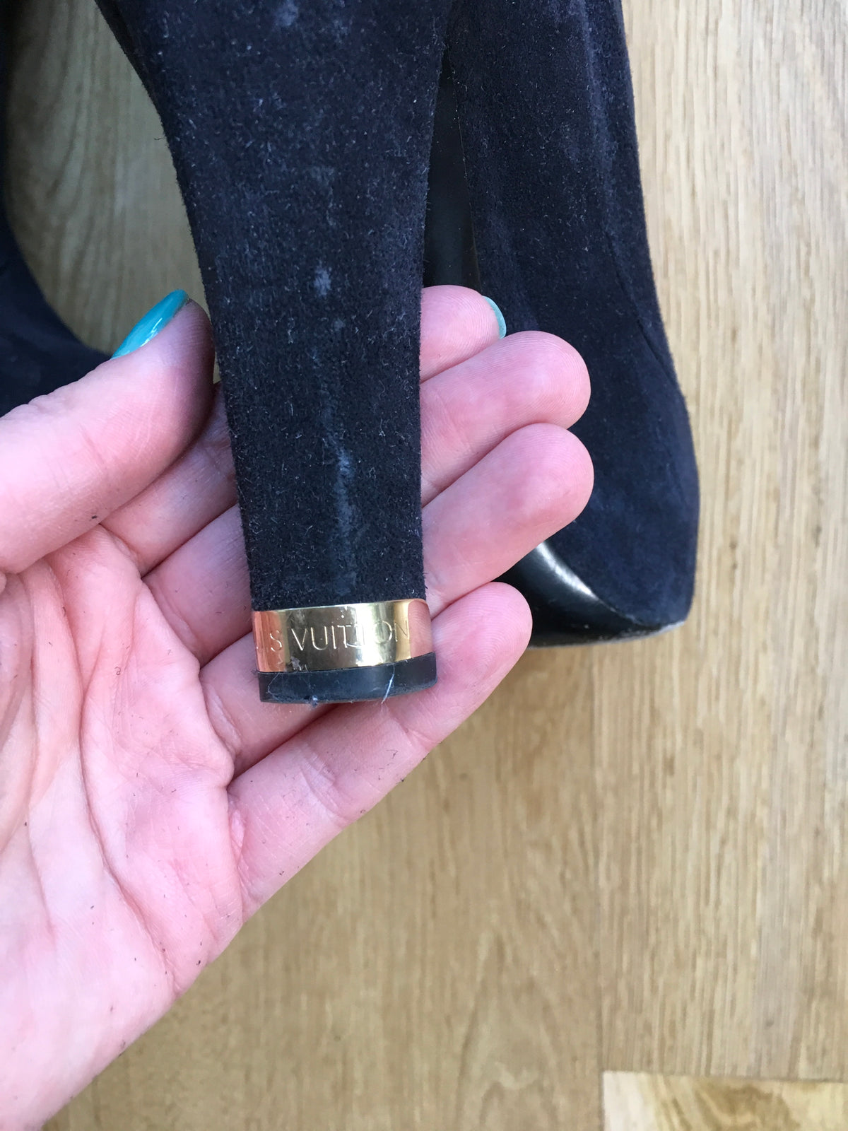LOUIS VUITTON platform boots Fairy line suede navy blue ladies