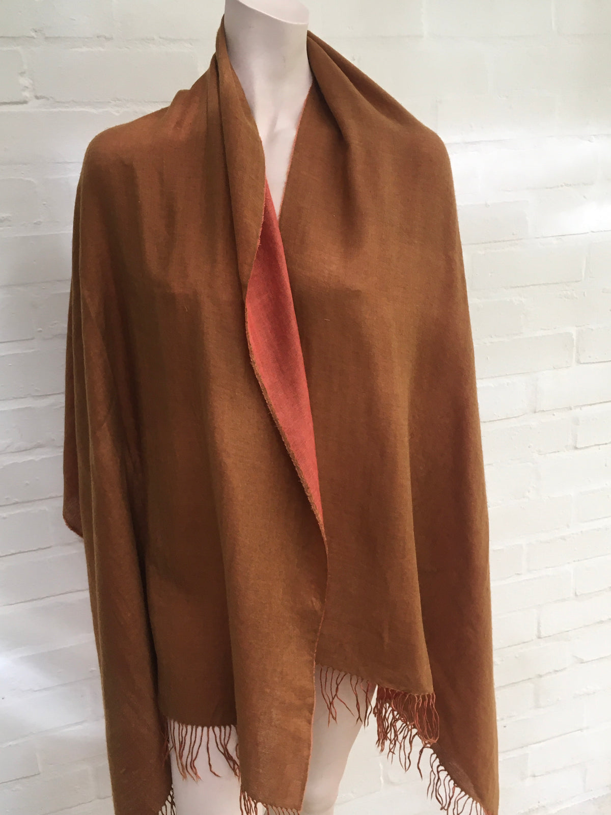 Salvatore Ferragamo Cashmere Knit Orange Knit Shawl Scarf ladies