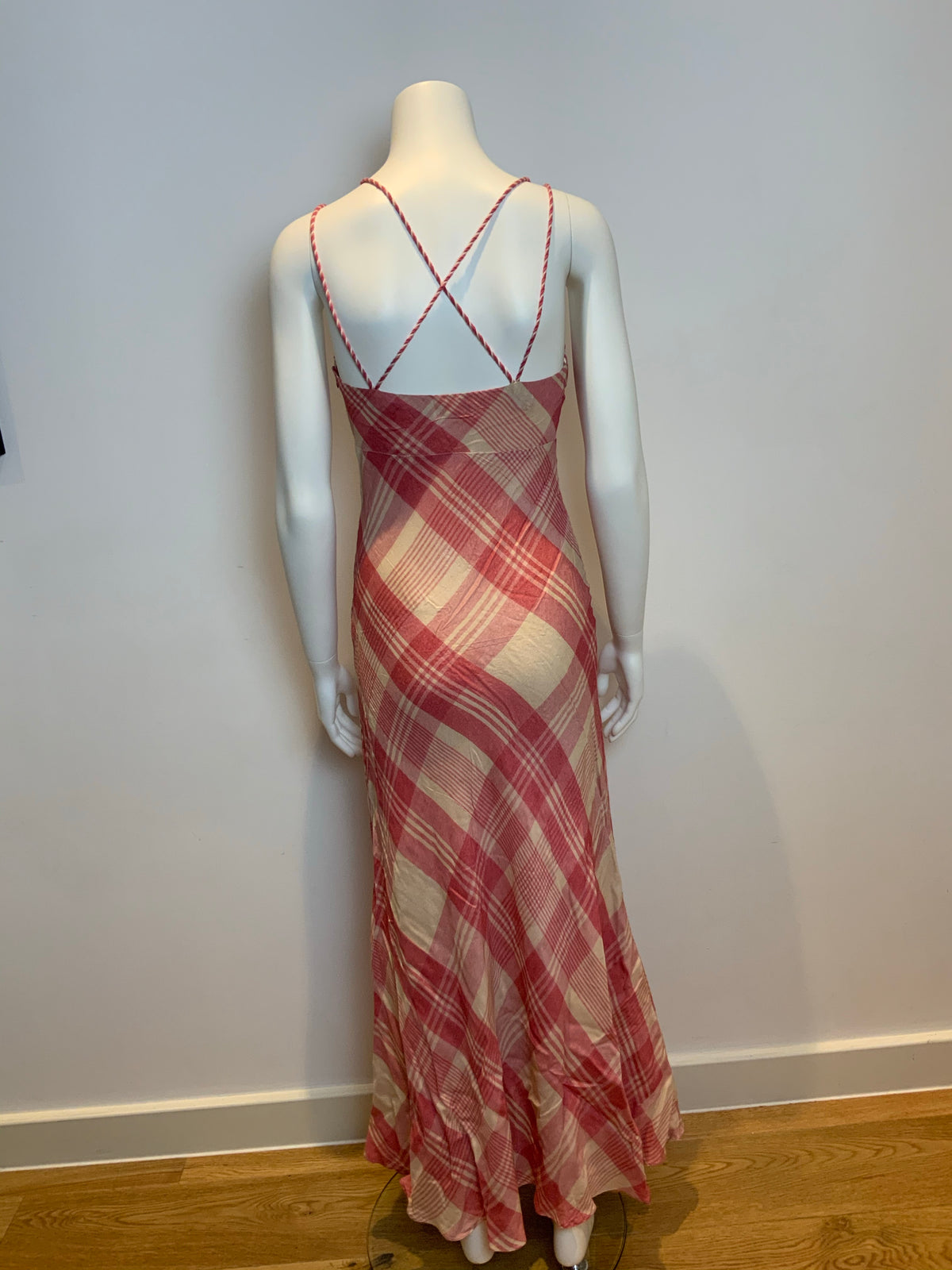 POLO Ralph Lauren Red And Cream Plaid Checked Maxi Dress US 4 UK 8 S SMALL ladies