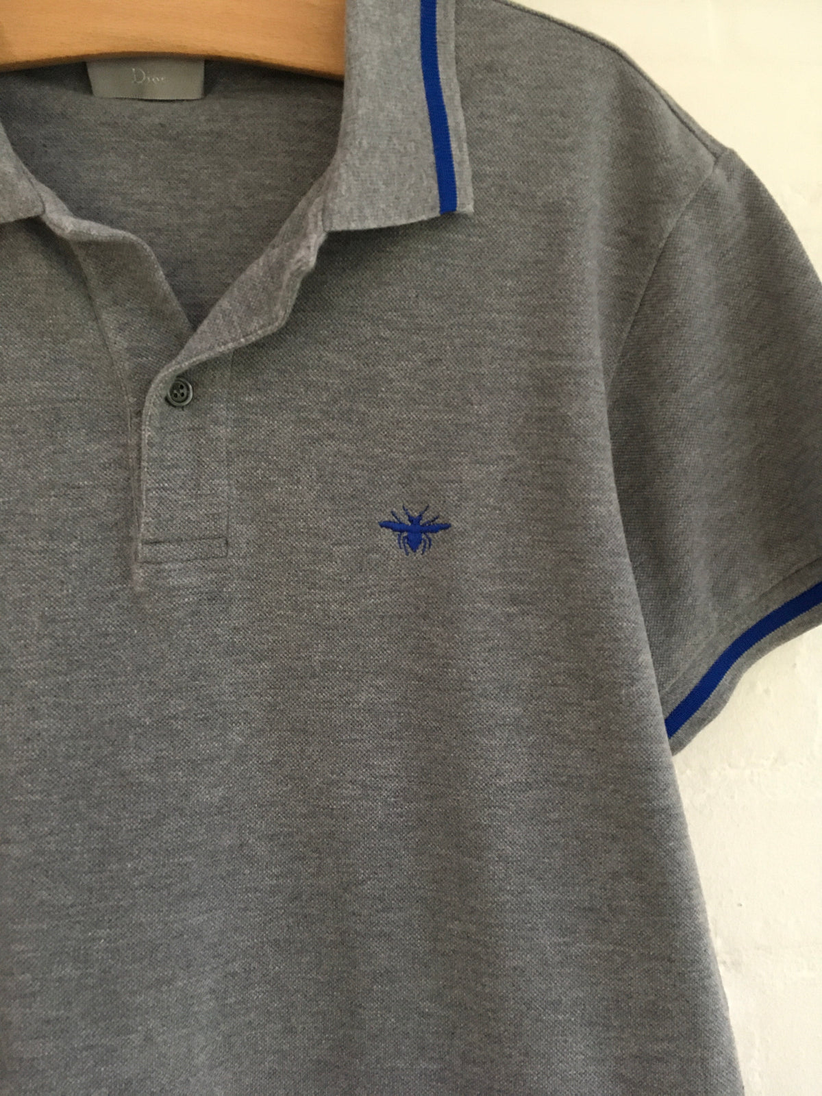 DIOR Piqué Polo Shirt in Grey T-shirt Top Size L Large Men