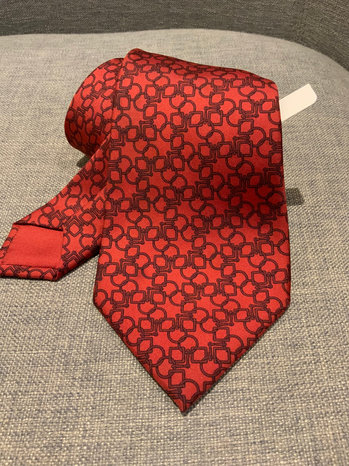 Hermès HERMES Paris Tie Red Equestrian Silk Tie 7809 FA Made in France men