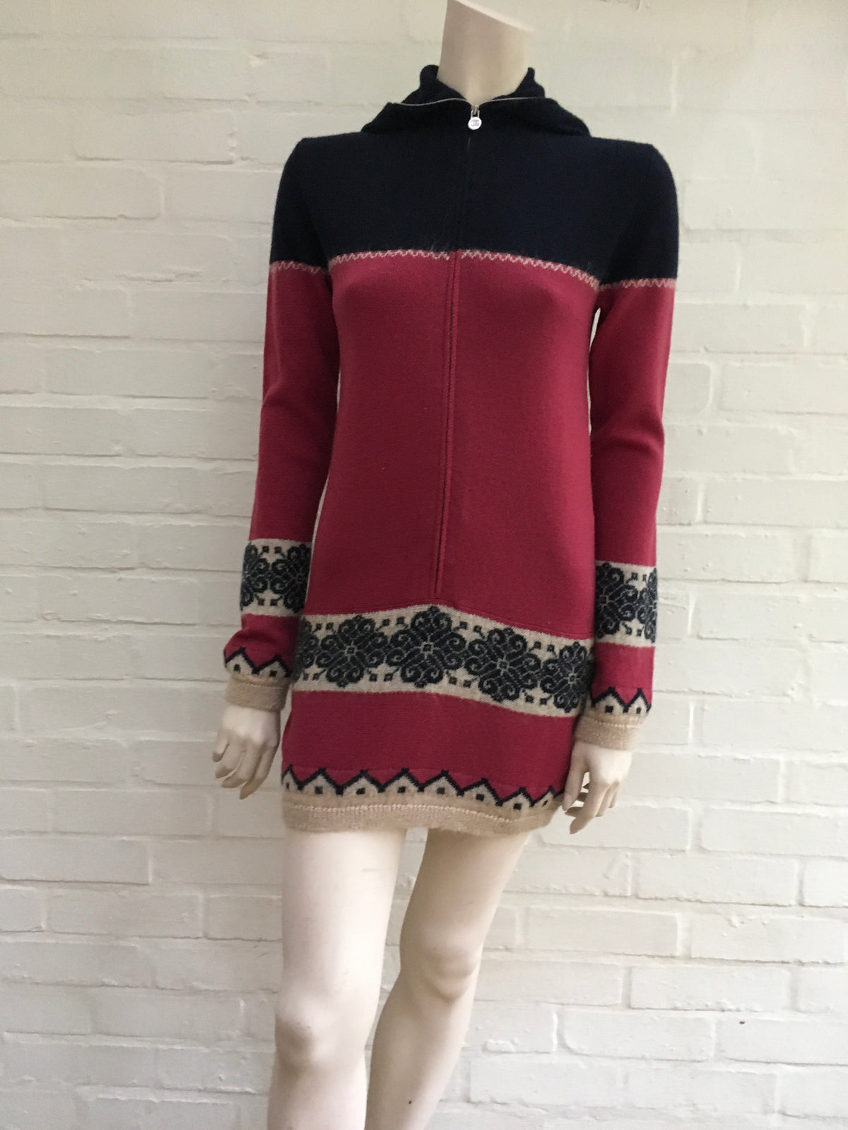 CHANEL 2013 PARIS WOOL MOHAIR HOODED SWEATER DRESS Ladies