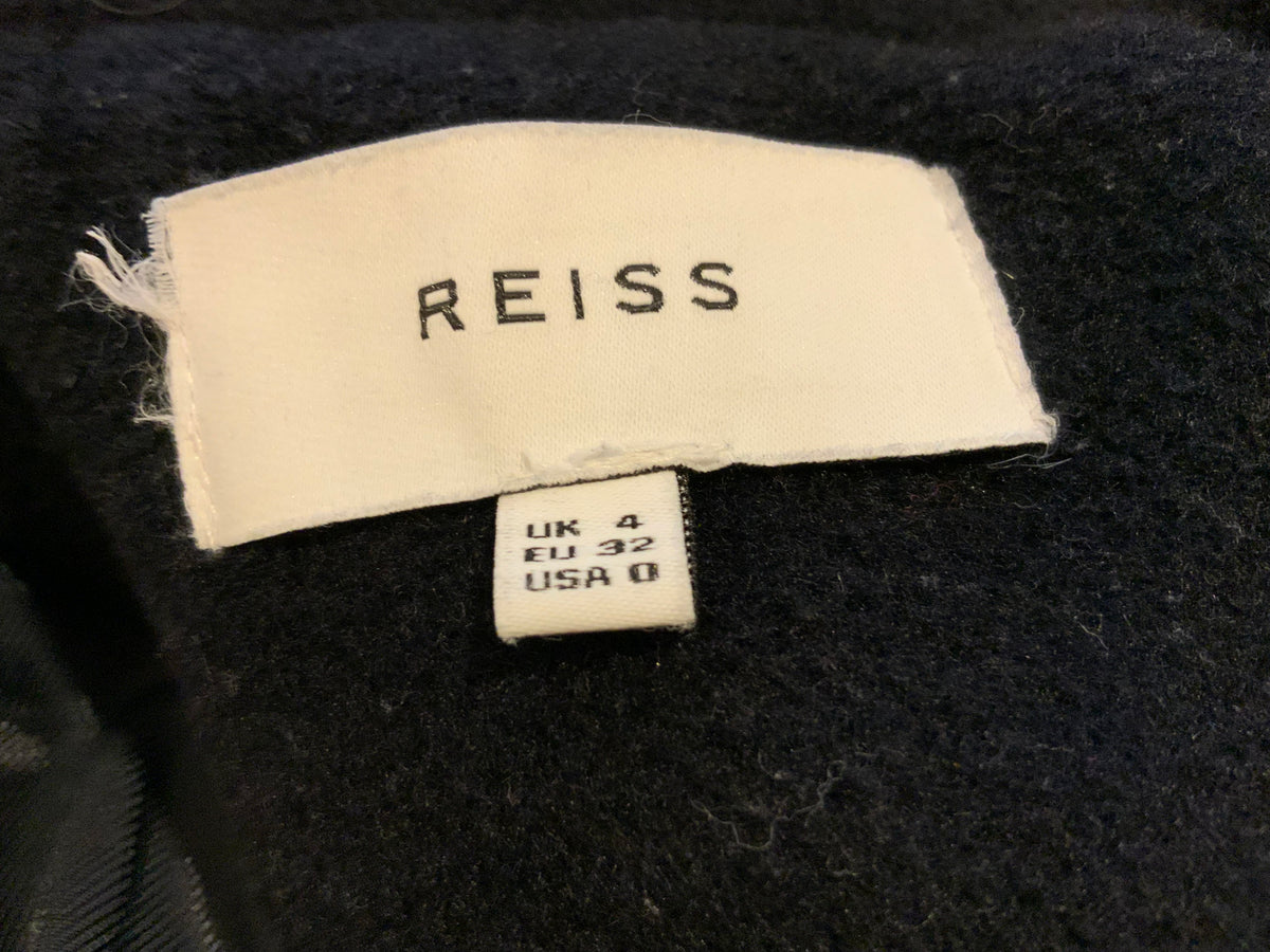Reiss Womens Luna Belted Longline Wool Coat Navy Size UK 4 US 0 EU 32 ladies
