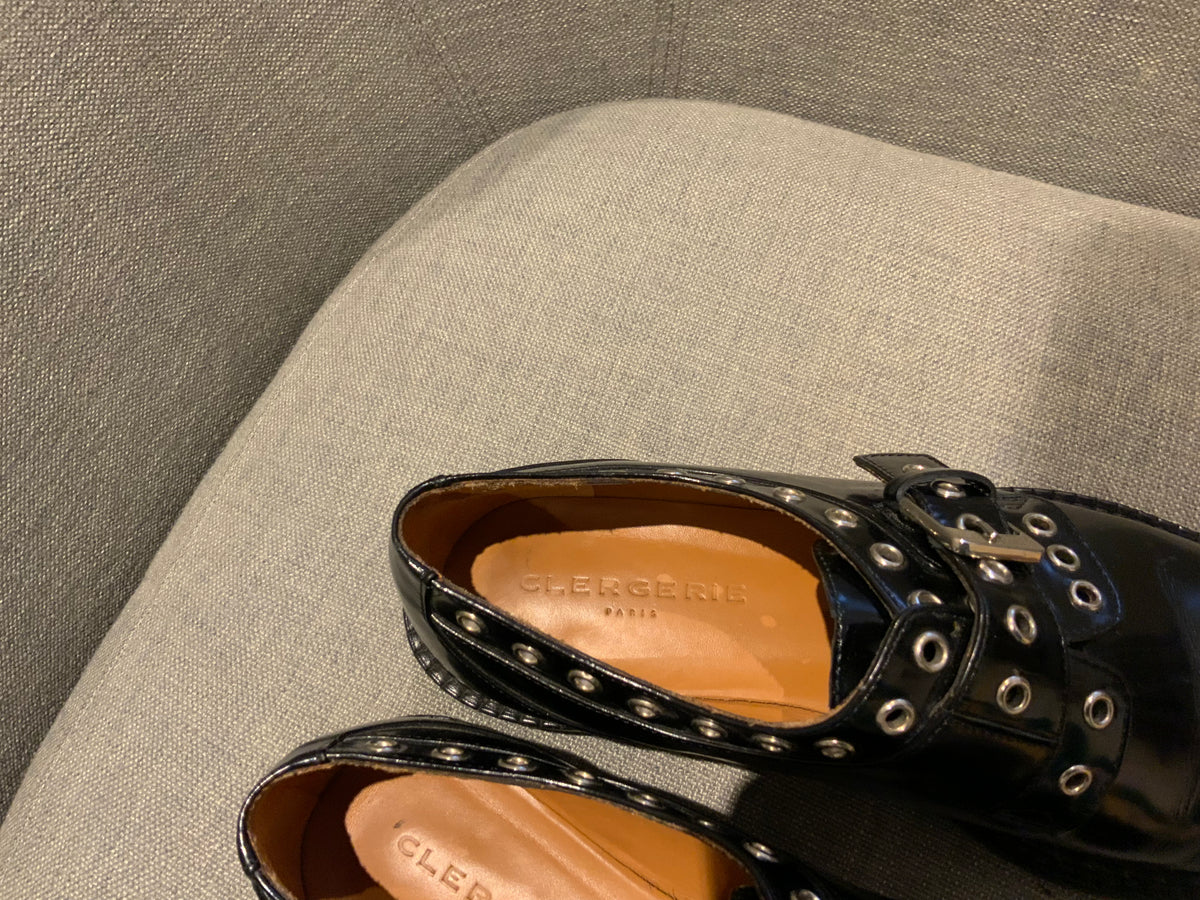 Robert Clergerie Black Patent Leather Eyelet Loafers Shoes 36 Uk 3 US 6 ladies