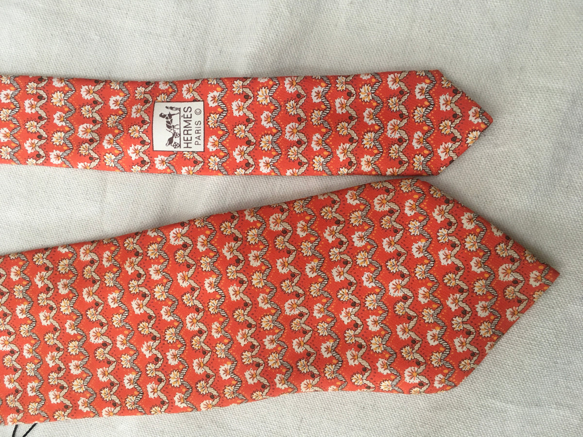 Hermès HERMES Paris Silk Floral Print Tie 7940 MA 100% AUTHENTIC Men