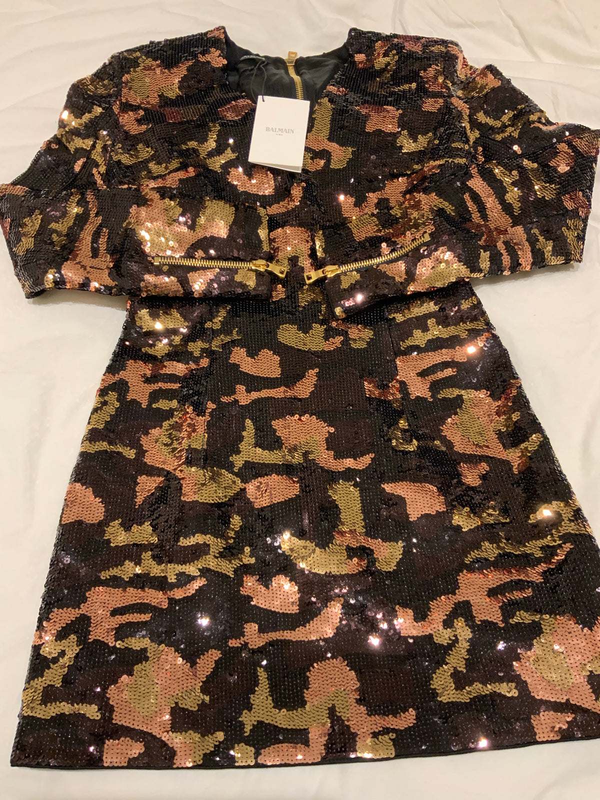 £3,940 SOLD OUT Balmain camouflage sequin Dress F 40 UK 12 US 8 ladies