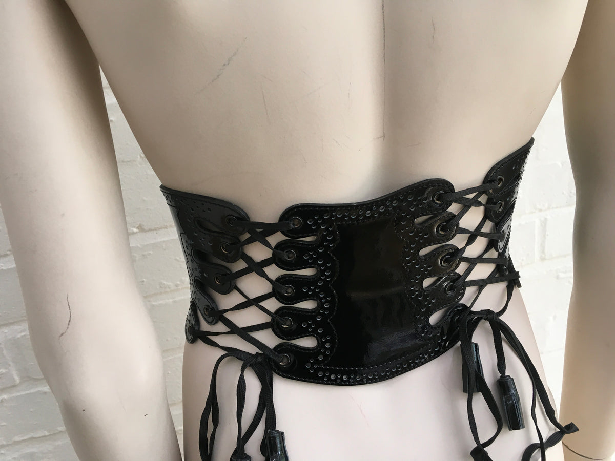 JEAN PAUL GAULTIER patent leather bondage corset belt ladies