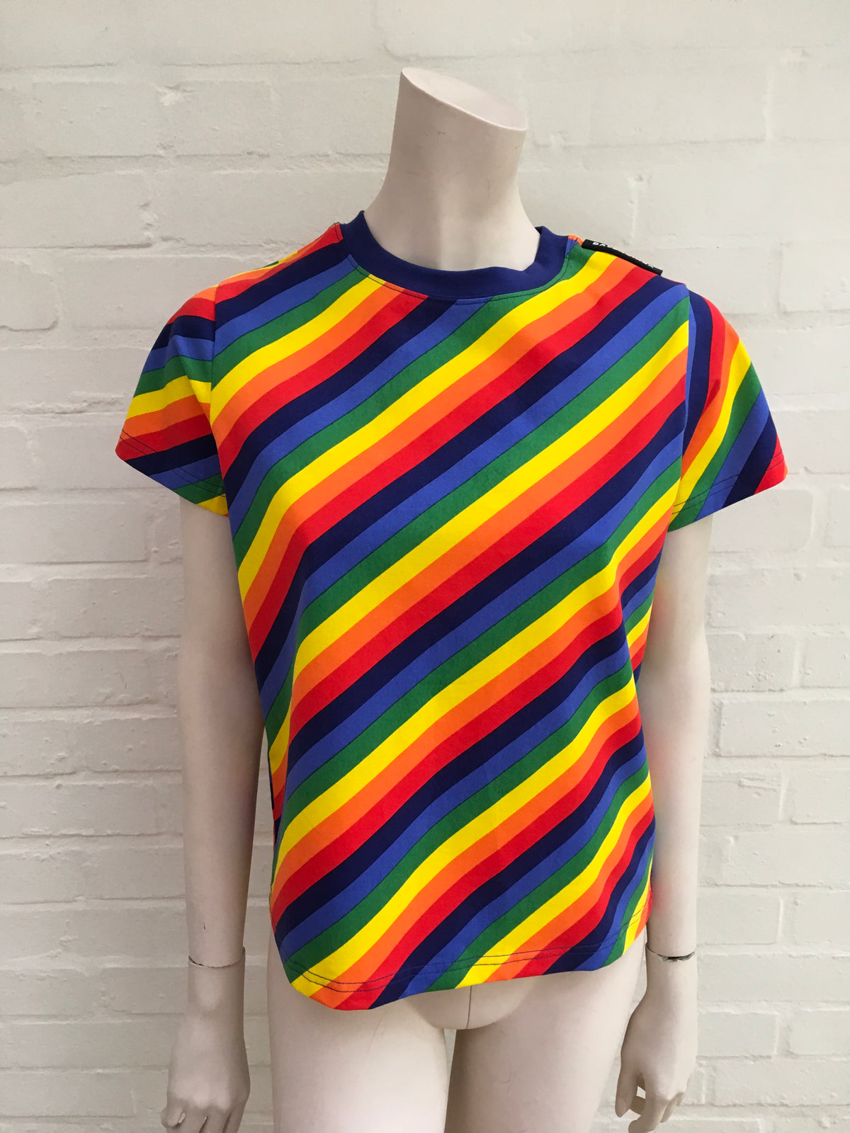 BALENCIAGA Rainbow stripe-print cotton T-shirt Ladies