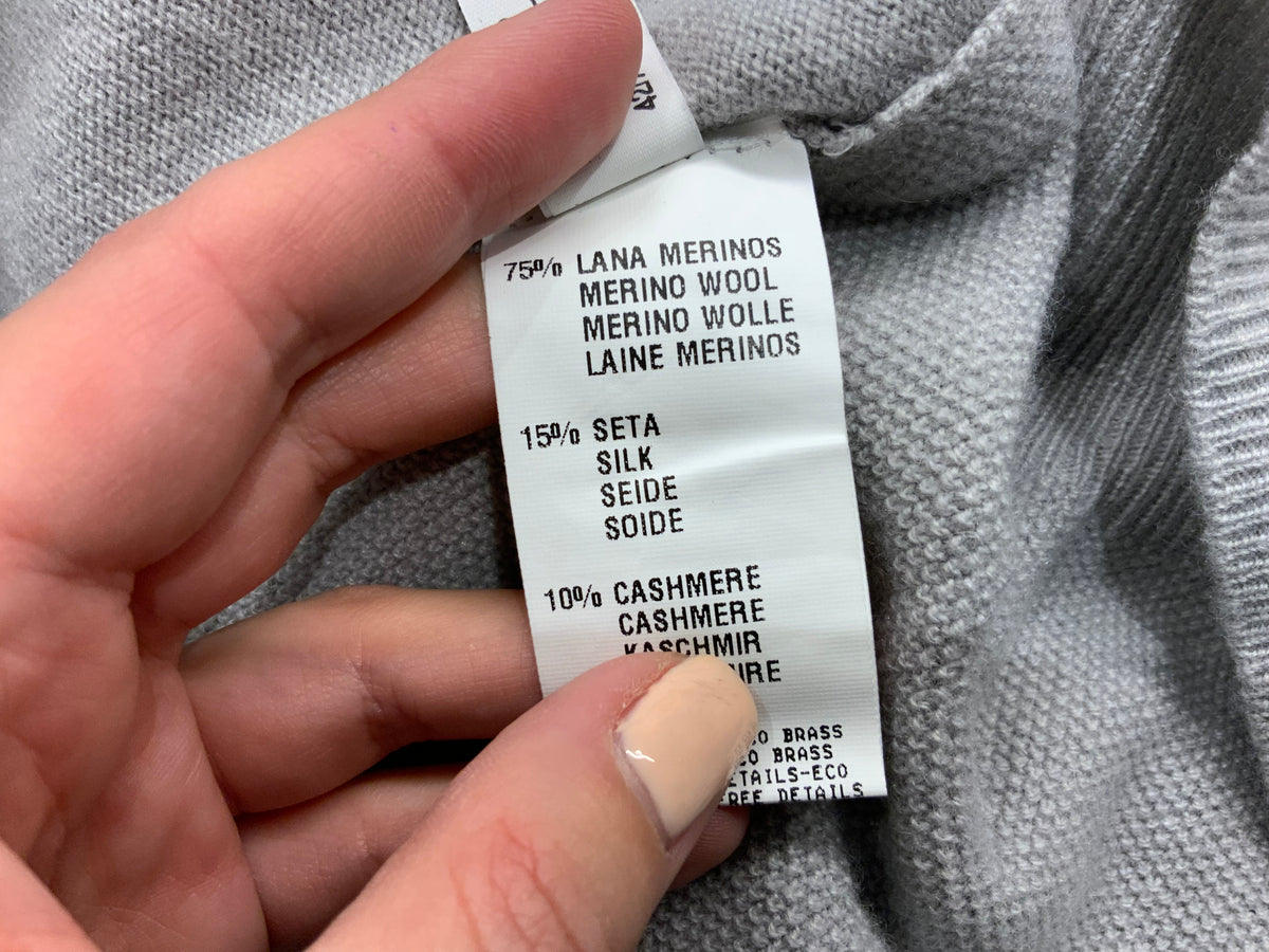 FABIANA FILIPPI Grey Knit Sweater Jumper Monili Trim Size I 48 UK 16 US 12 XL ladies