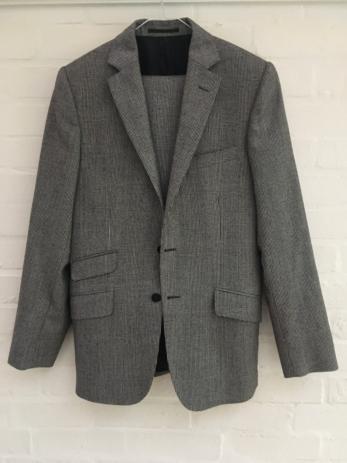 Jaeger London Prince of Wales Checked Wool Suit 2 Pieces Size 36R 30R Men