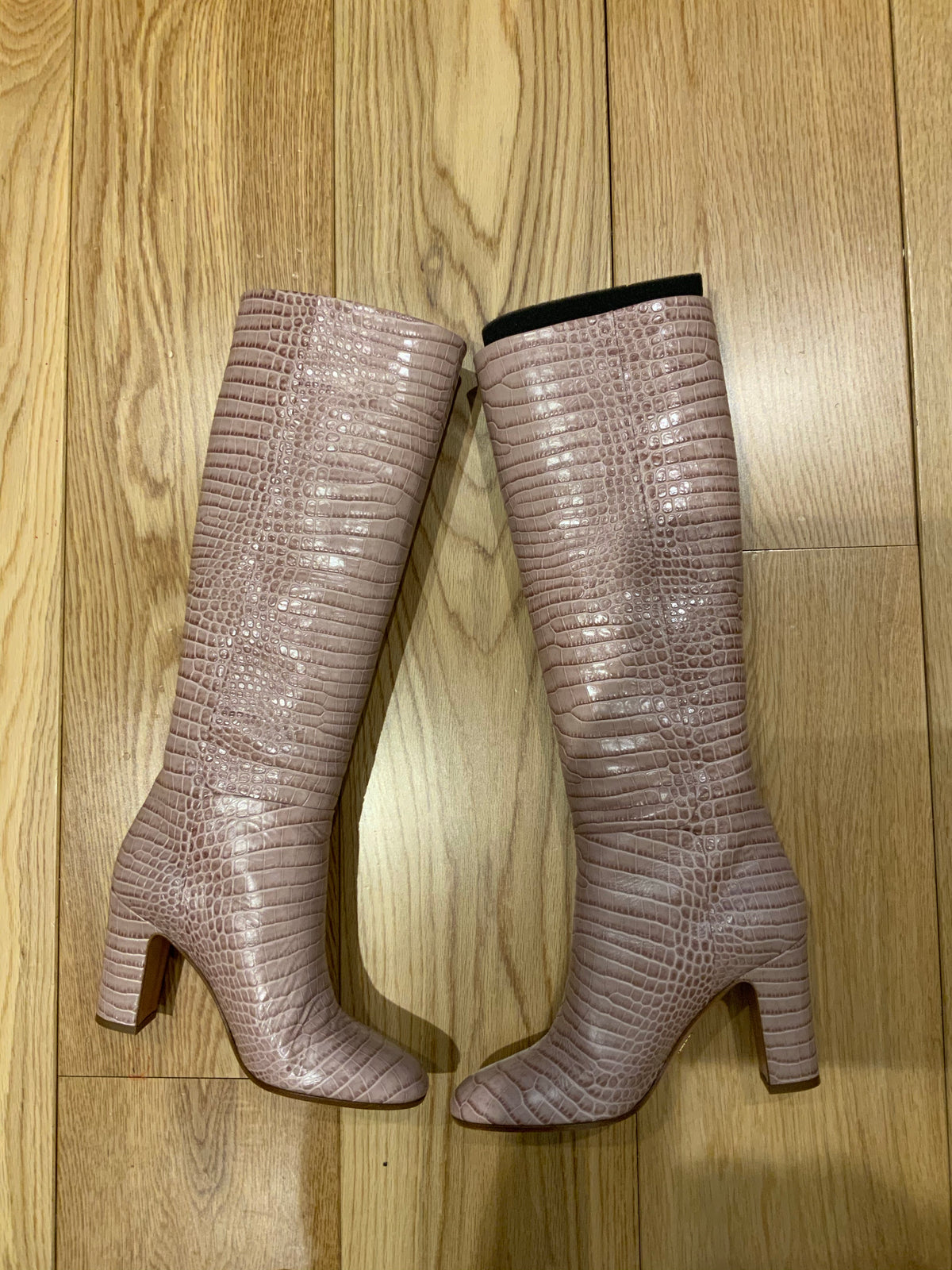 Aquazzura Brera 85 crocodile-print leather knee-high boots Size 37 US 7 UK 4 ladies