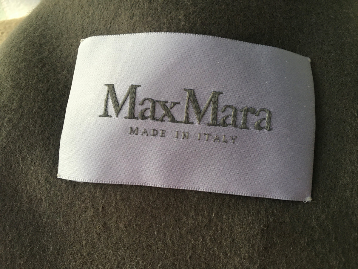 Max Mara Women's Gray Taupe Arpa Hooded Angora Coat Ladies