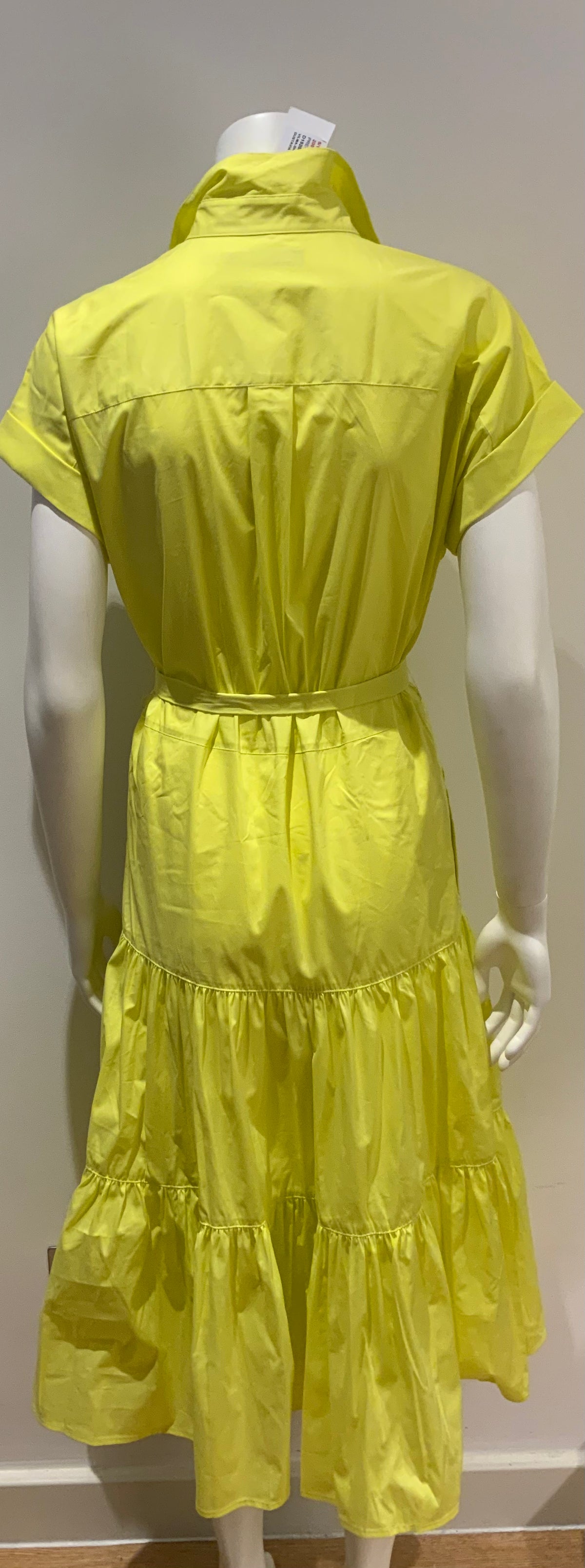 Lauren Ralph Lauren Vilma Sleeveless Tiered Shirt Yellow Dress US 2 UK 6 Xs ladies