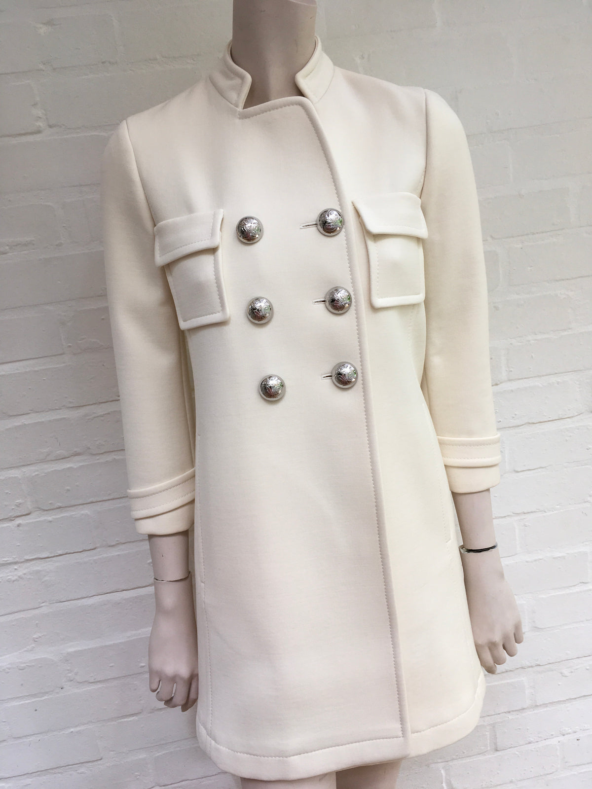 GUCCI White Wool-crepe Double Breasted Napoleon Coat Size I 36 ladies