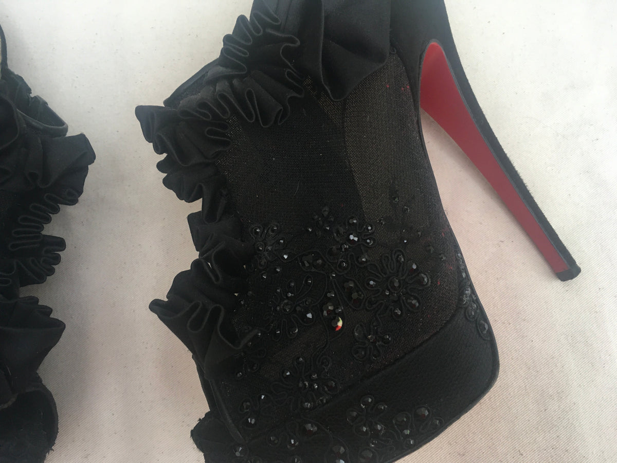 Christian Louboutin Margot Peep-Toe Booties Shoes 36.5 US 6.5 UK 3.5 ladies