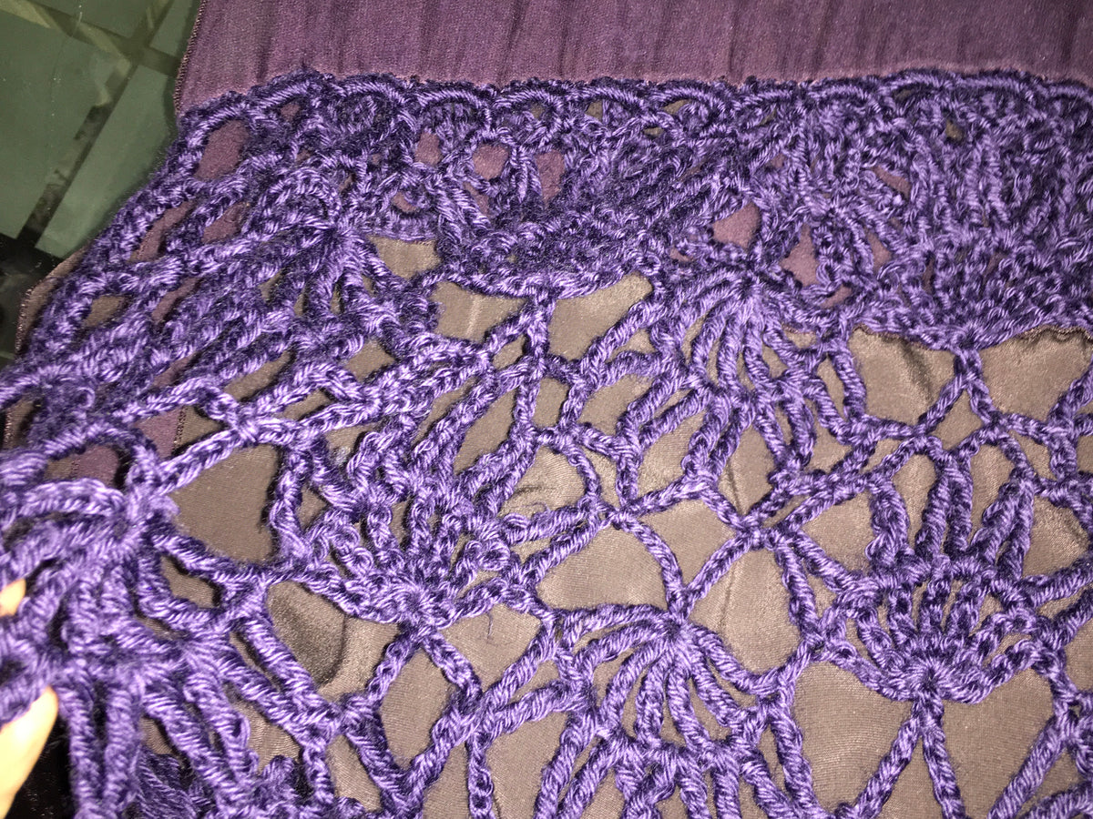 Giorgio Armani 1990's extra long velvet crochet and chiffon silk scarf shawl ladies