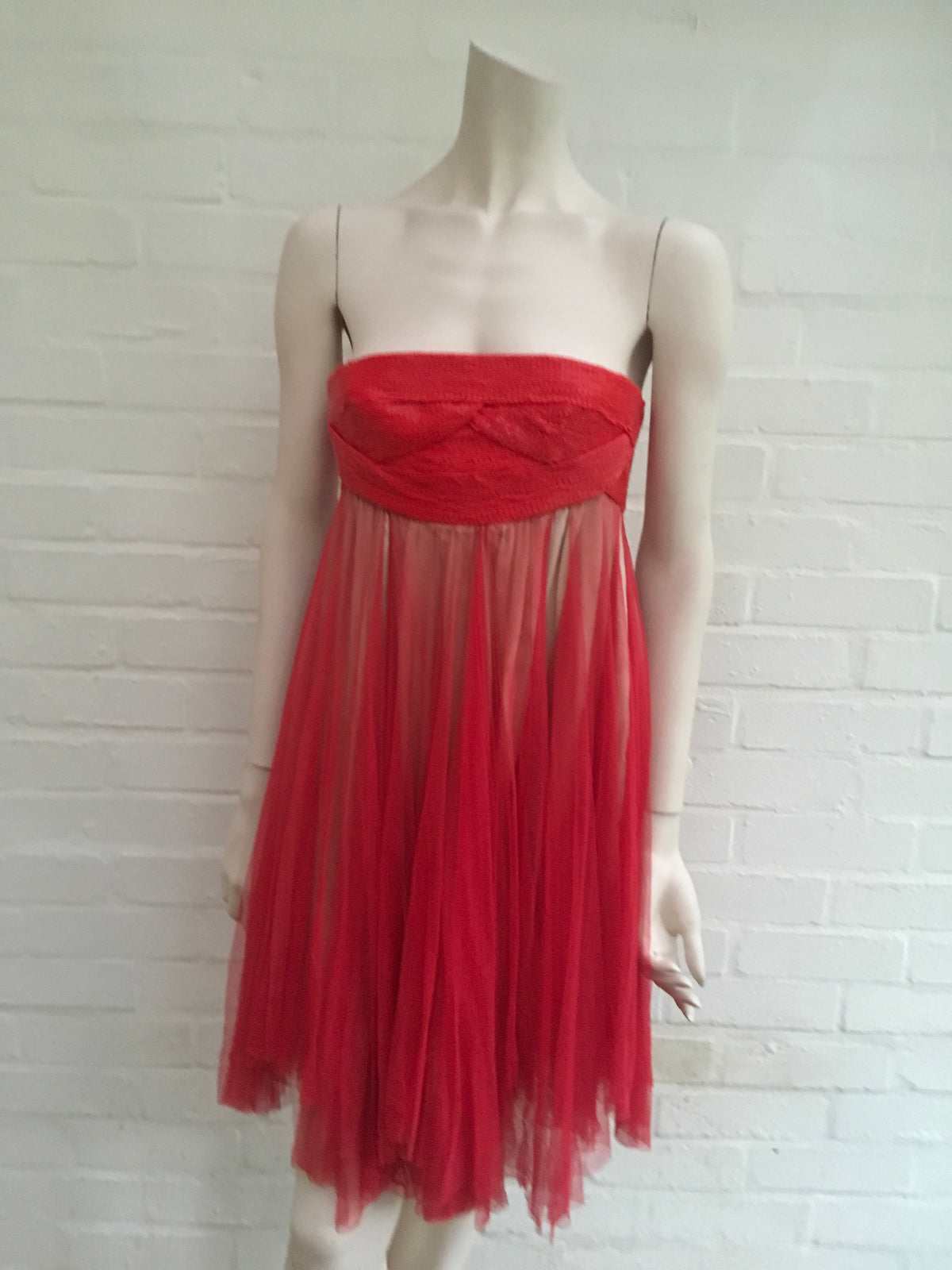 JASMINE DI MILO Red STRAPLESS HAND BEADED DRESS Ladies
