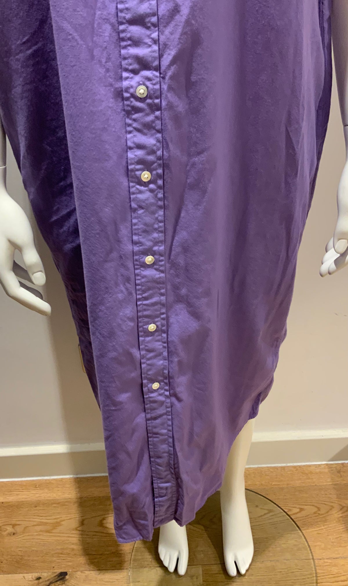 RALPH LAUREN Shirt Dress Purple Sleeveless Oxford Cotton Size S/P Small ladies