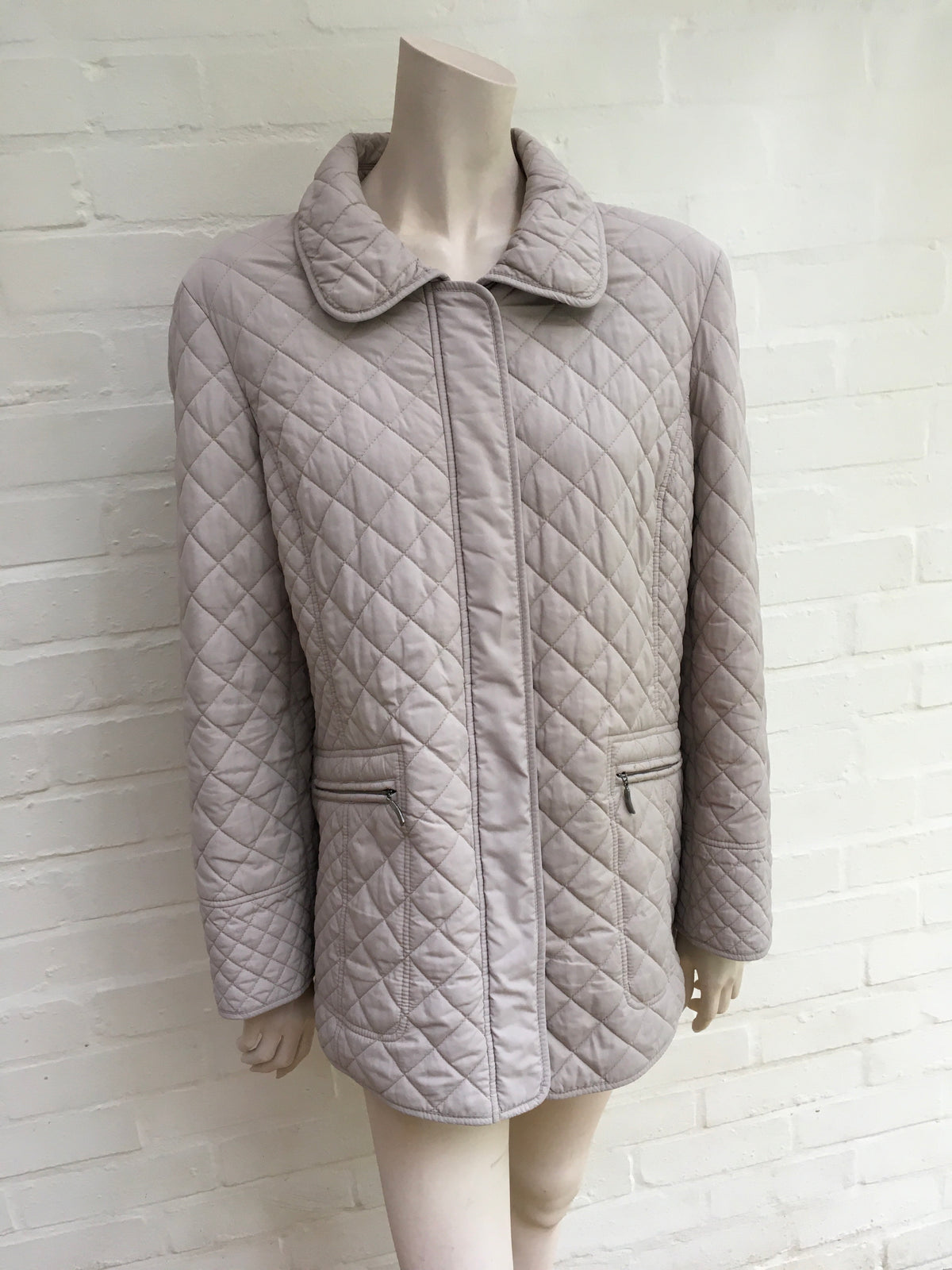 WINDSMOOR Cream Classic Collar Criss Cross Quilted Short Jacket Size L Large ladies