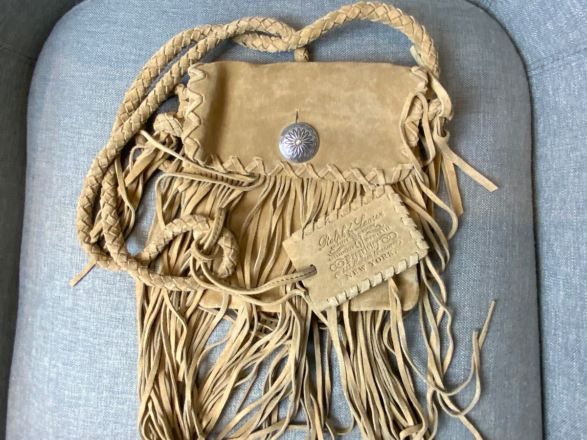 RALPH LAUREN COLLECTION Fringed suede shoulder bag handbag ladies