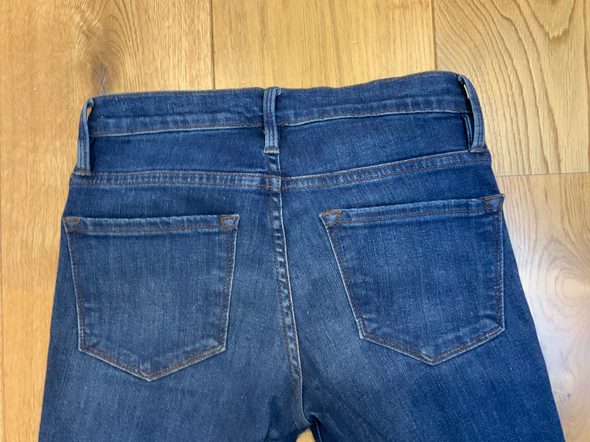 FRAME LE SKINNY DE JEANNE CROP DISTRESSED DENIM JEANS Size 24 ladies