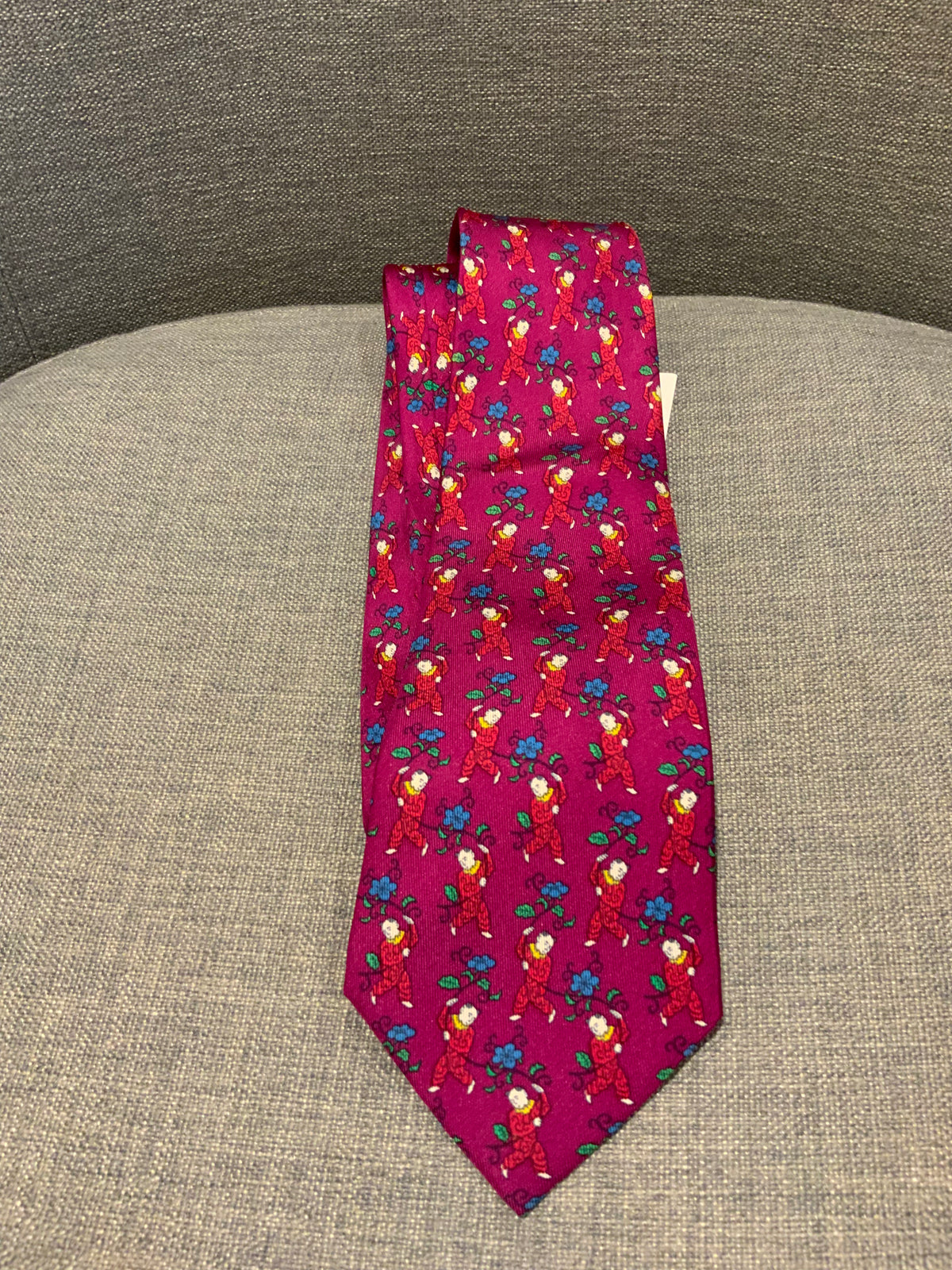 Hermès HERMES Paris Tie 7238 MA Color - Purple / Raspberry Clown FlowerS men