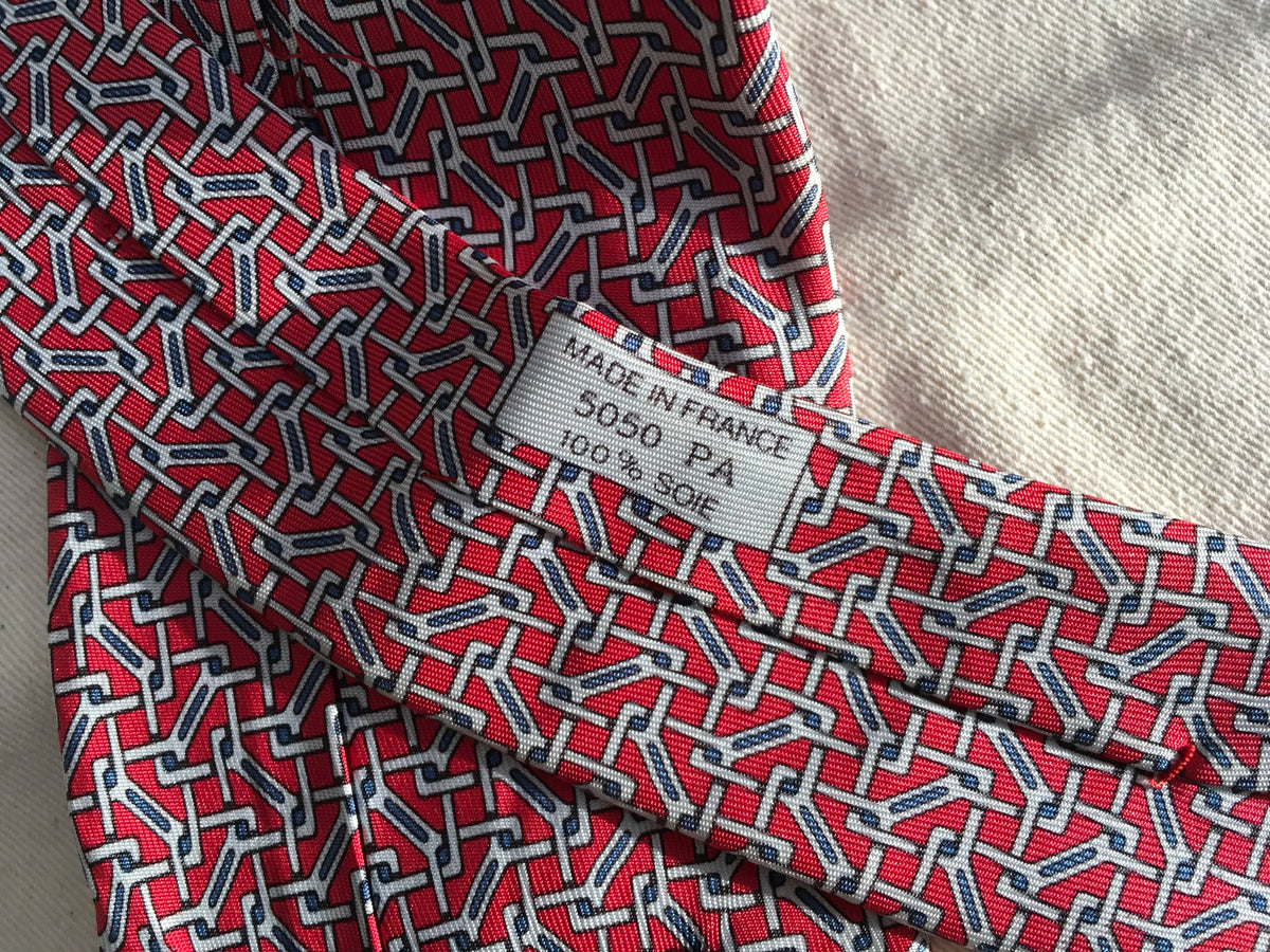 Hermès HERMES Paris Silk Blue Print Tie 5050 PA 100% AUTHENTIC Men