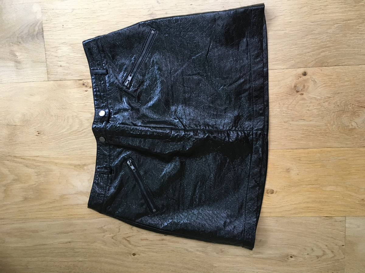 Topshop Vinyl Zip Pocket Mini Skirt UK 14 US 10 EU 42 ladies