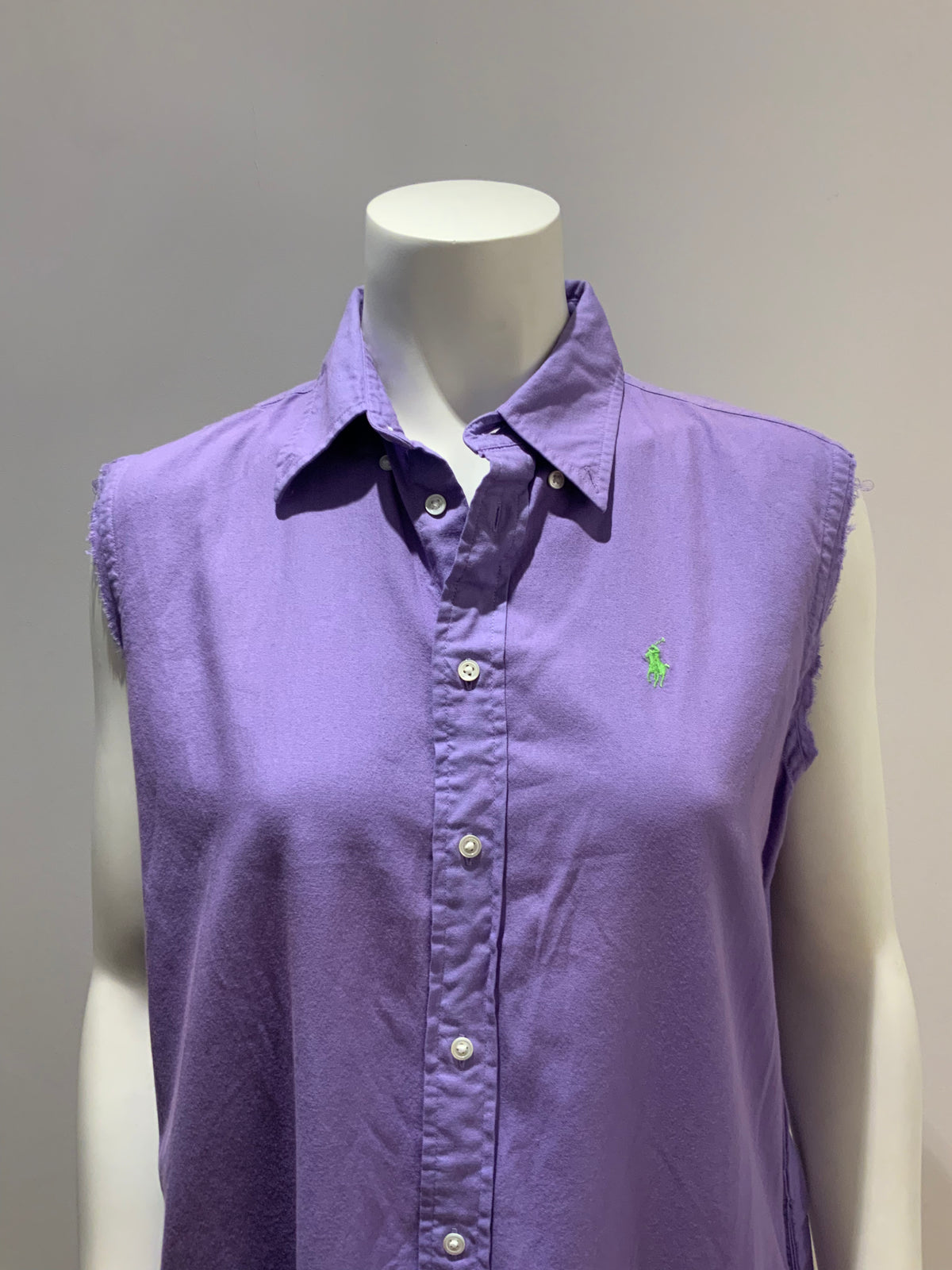 RALPH LAUREN Shirt Dress Purple Sleeveless Oxford Cotton Size S/P Small ladies