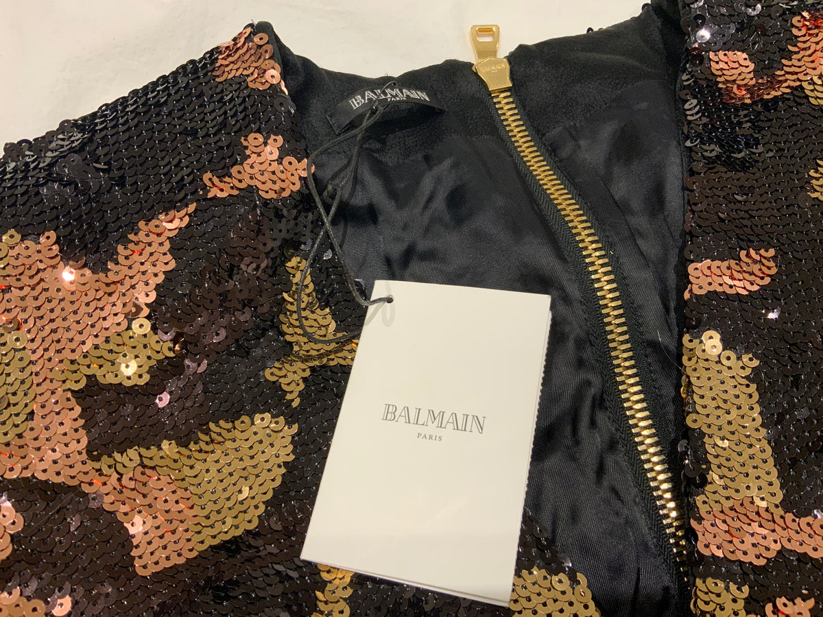 £3,940 SOLD OUT Balmain camouflage sequin Dress F 40 UK 12 US 8 ladies