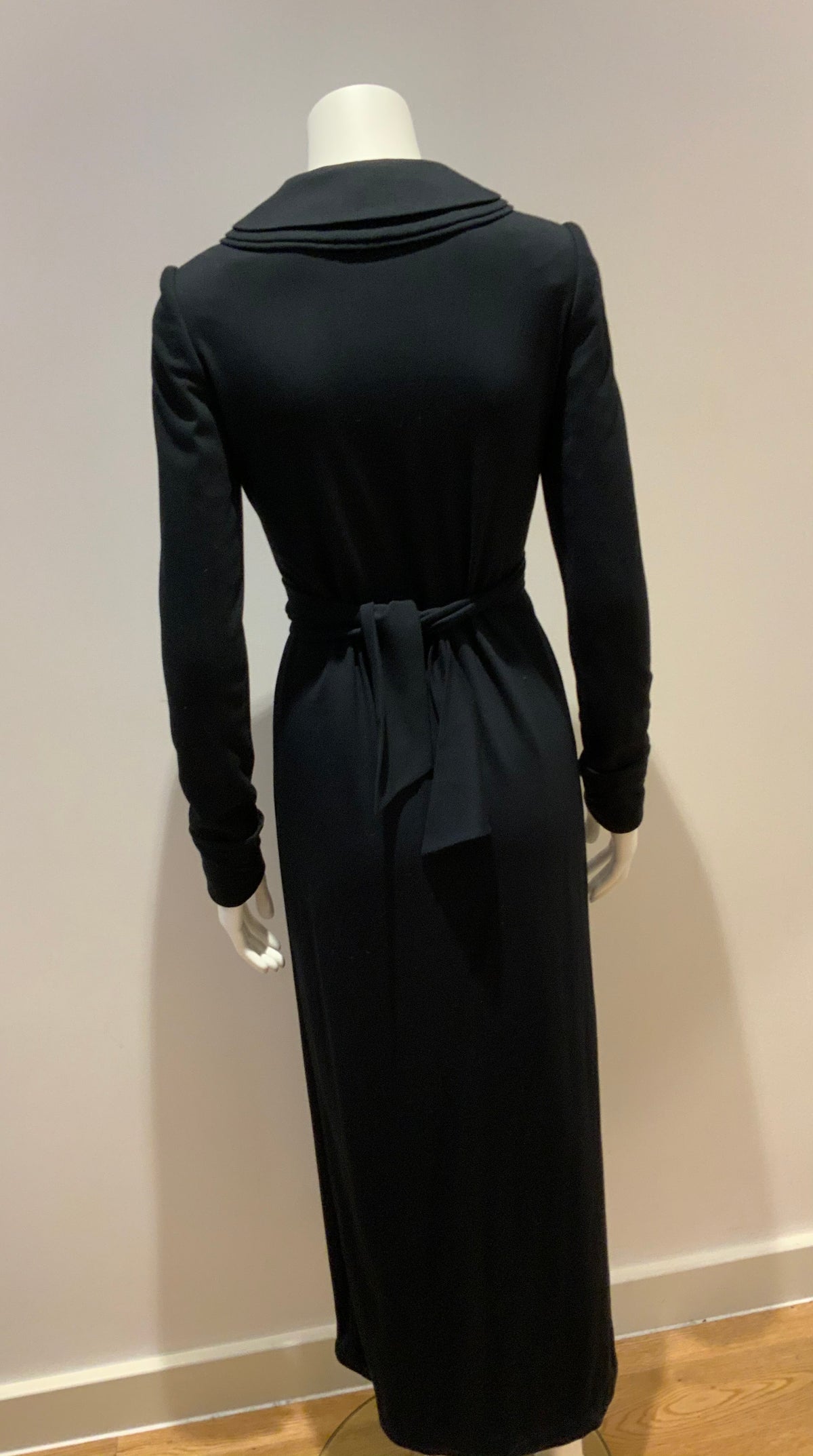 JASMINE DI MILO BLACK WOOL LONG COAT DRESS SIZE S SMALL ladies
