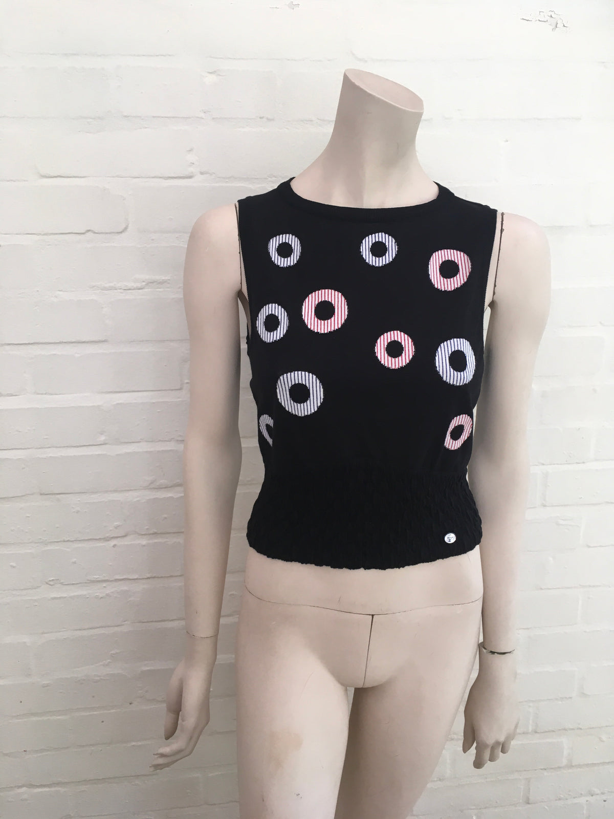 CHANEL 2019 La Pausa Knit Intarsia Cropped Top F 34 Ladies